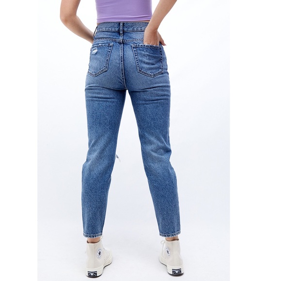 PacSun Eco Medium Blue Distressed Ultra High Waisted Slim Fit Jeans Denim New - Picture 3 of 6